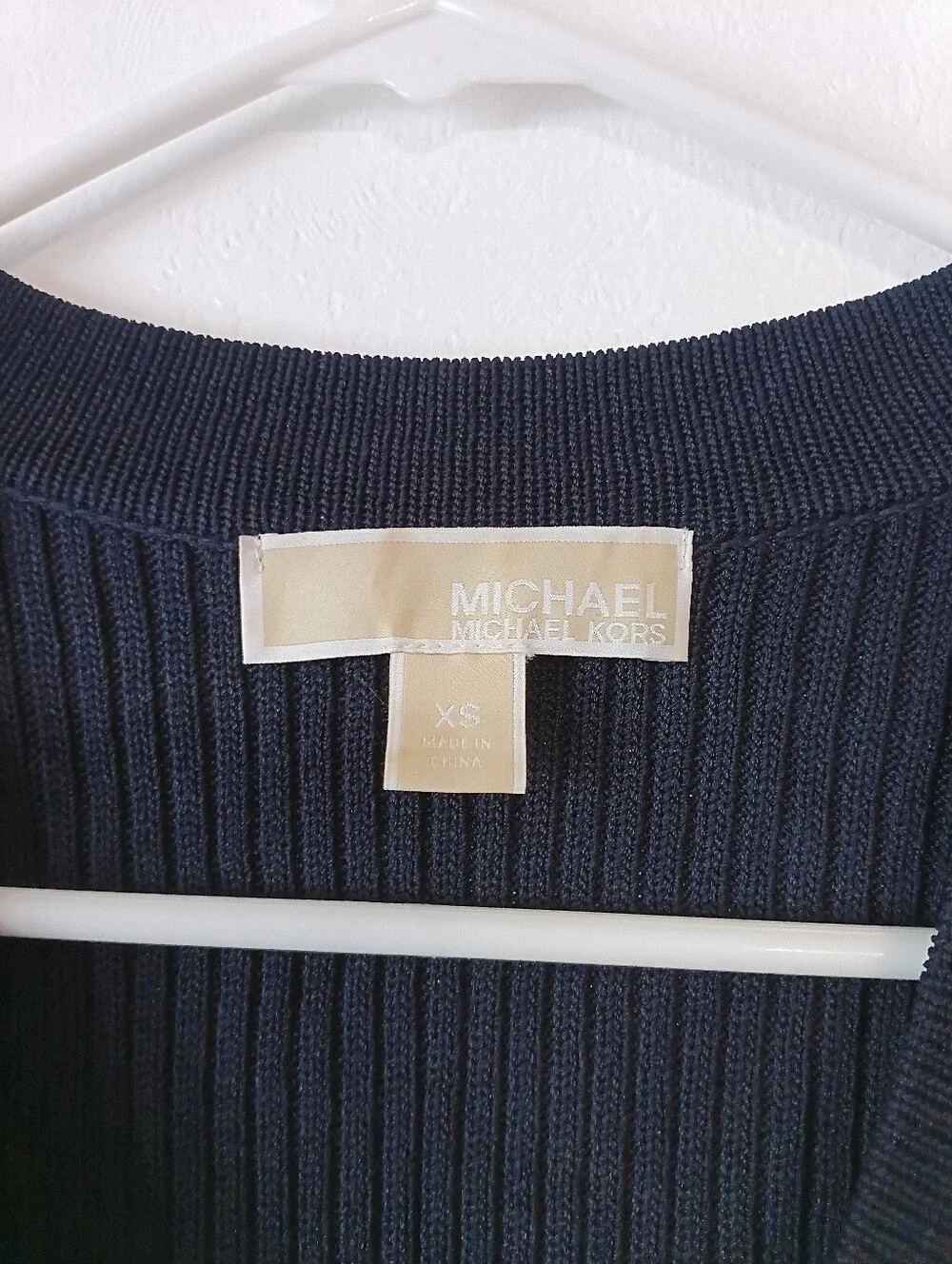 Michael Kors Ribbed Lace-Up Long Sleeve Dress Navy Size XS